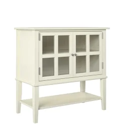 80x78x40 Vintage Glasschrank in Creme - Luan