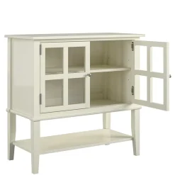 80x78x40 Vintage Glasschrank in Creme - Luan