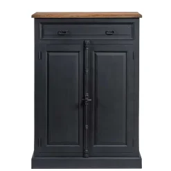 100x141x51 Vintage Vertiko in Schwarz & Teakfarben - Niovan