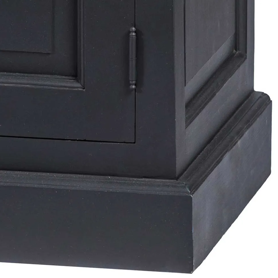 100x141x51 Vintage Vertiko in Schwarz & Teakfarben - Niovan