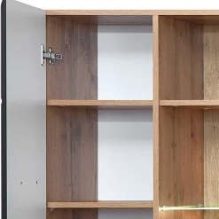 80x208x37 Vitrine in Schwarz & Wildeiche - Kandu