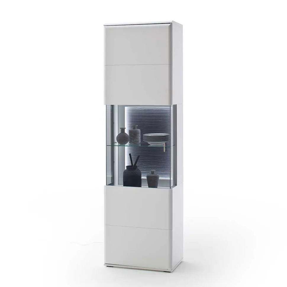 60x208x38 Vitrine in Weiß & Anthrazit - Hazime