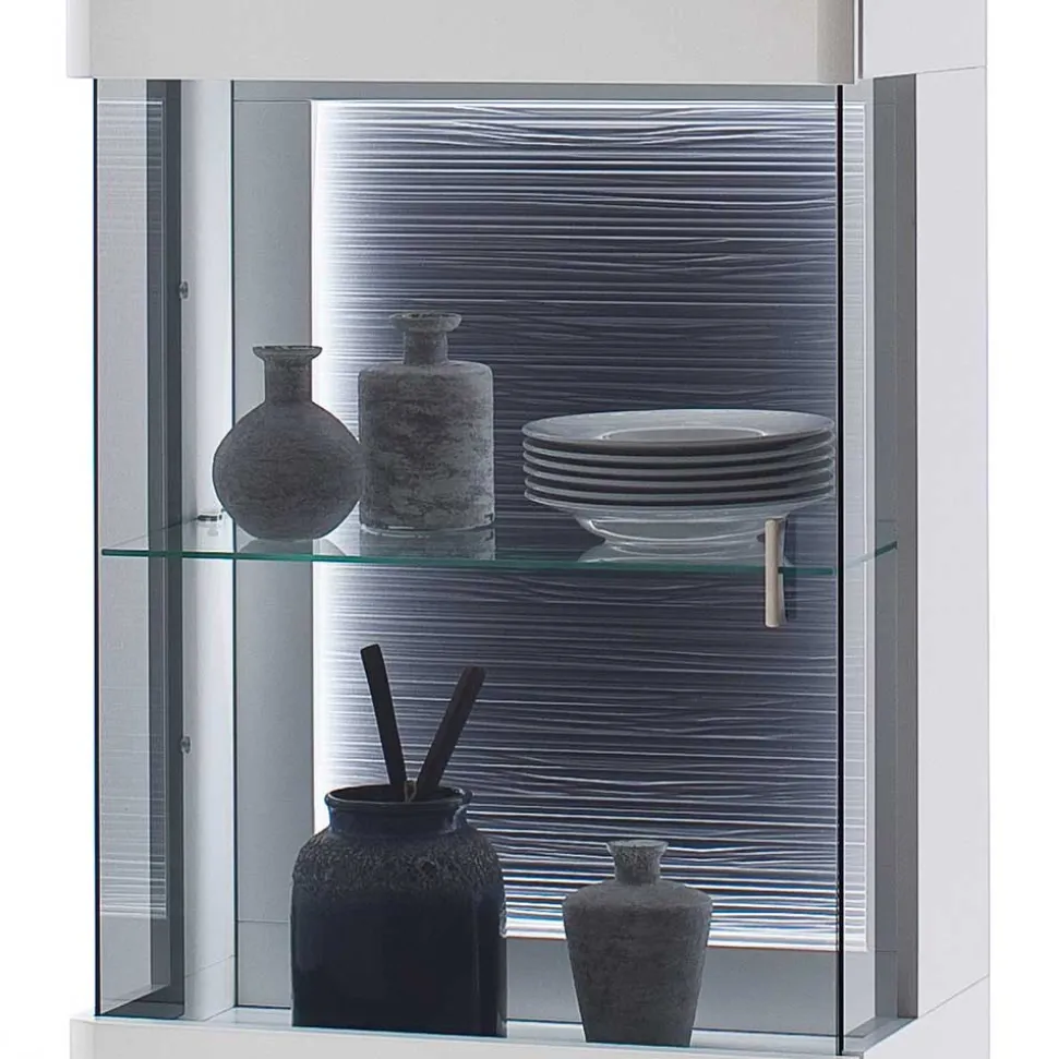 60x208x38 Vitrine in Weiß & Anthrazit - Hazime