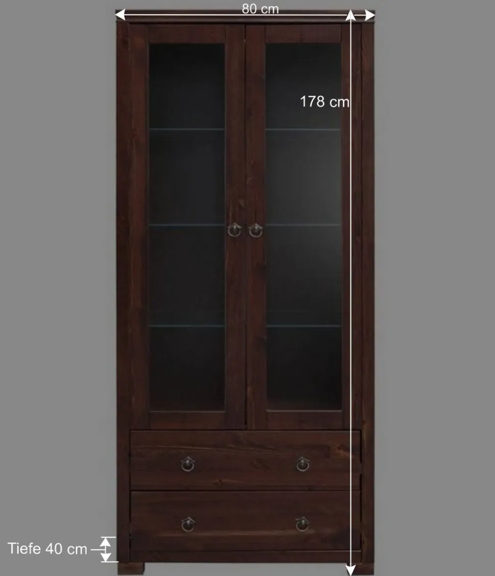 80x178x40 Vitrine mit 2 Schubladen - Luvin