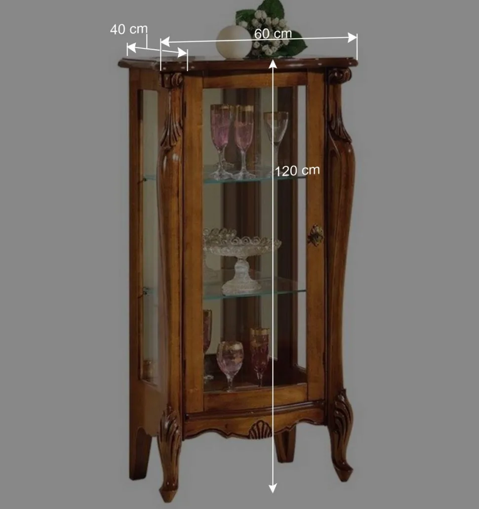 60x120x40 Vitrine mit Spiegel Rückwand - Carlenna II