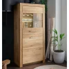 65x141x40 Vitrinenschrank aus Wildeiche Massivholz - Loitons