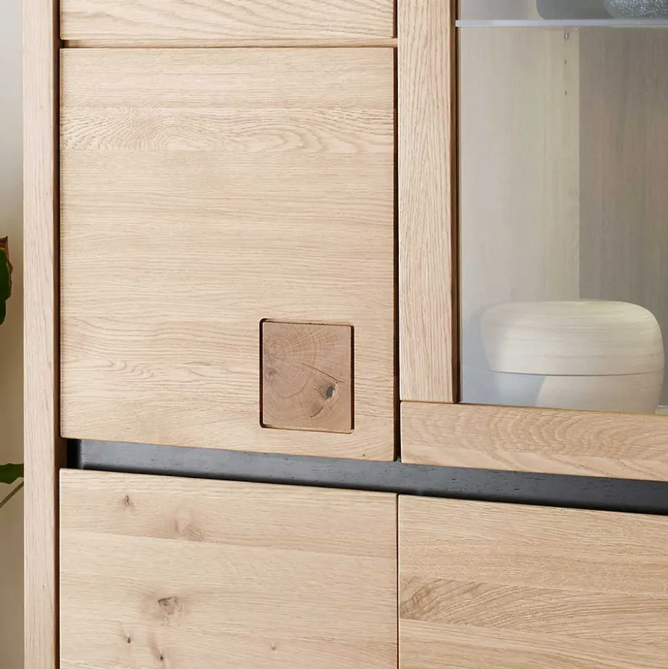 103x205x40 Vitrinenschrank aus Wildeiche Massivholz - Embleys