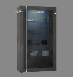 110x191x43 Vitrinenschrank in Grau zweifarbig - Setmora