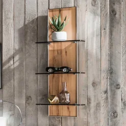 35x90x17 Wandregal mit drei Glasböden - Krofun