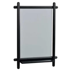 52x74x12 Wandspiegel in Schwarz Eichenrahmen rund - Evlinu