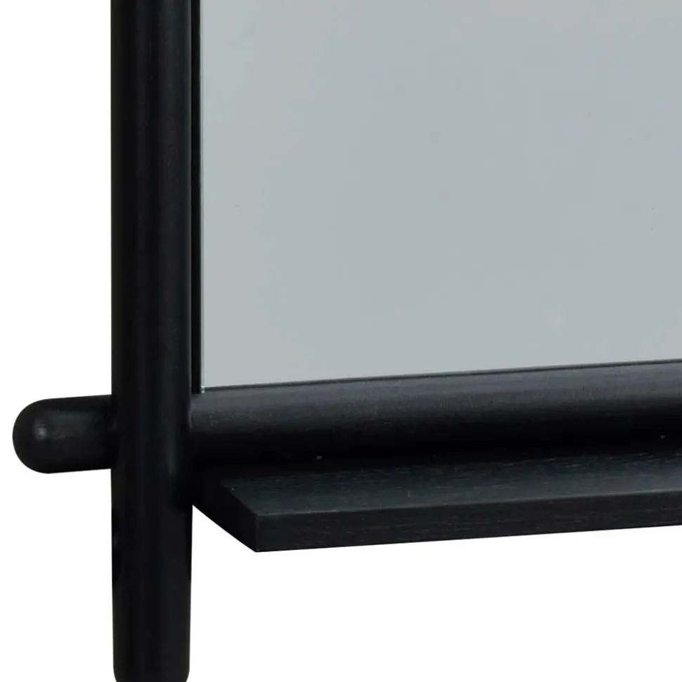 52x74x12 Wandspiegel in Schwarz Eichenrahmen rund - Evlinu