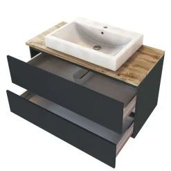 100x54x48 Waschtisch Konsole in Grau & Wildeiche - Noricas