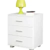 45x54x34 Weiße Nachtkommode mit Metallgriffen - Renero