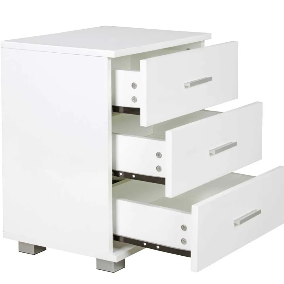 45x54x34 Weiße Nachtkommode mit Metallgriffen - Renero