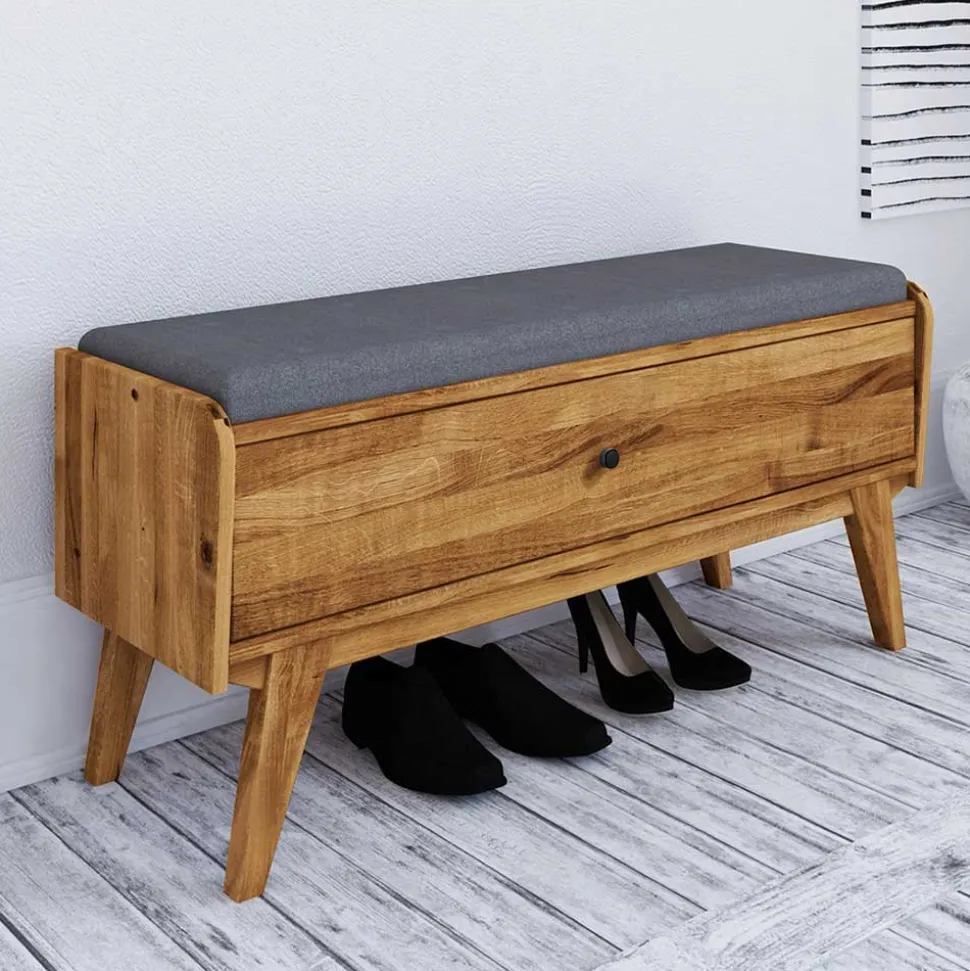 112x52x37 Wildeiche Bank mit Klappe - Hardus