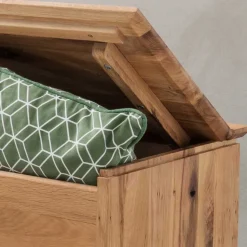 84x45x43 Wildeiche Holztruhe mit flachem Deckel - Mariono