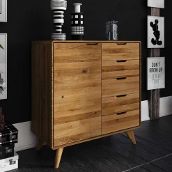 90x92x40 Wildeiche Kommode mit Tür - Eavy