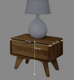 47x33x30 Wildeiche Nachtkommode geölt - Eavy