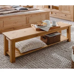 140x43x36 Wohnraum Holzbank in Eichefarben - Voeca