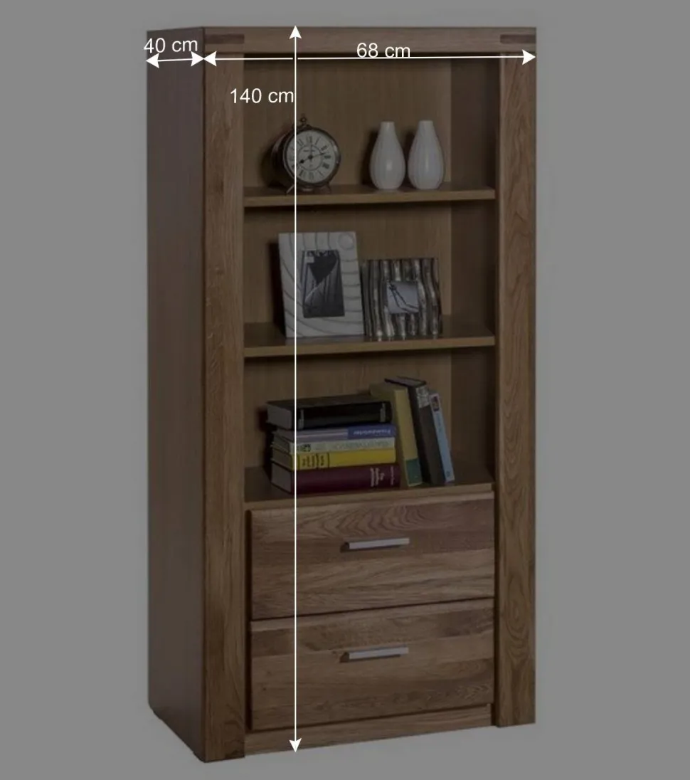 68x140x40 Wohnraum Regal aus Wildeiche - Maila