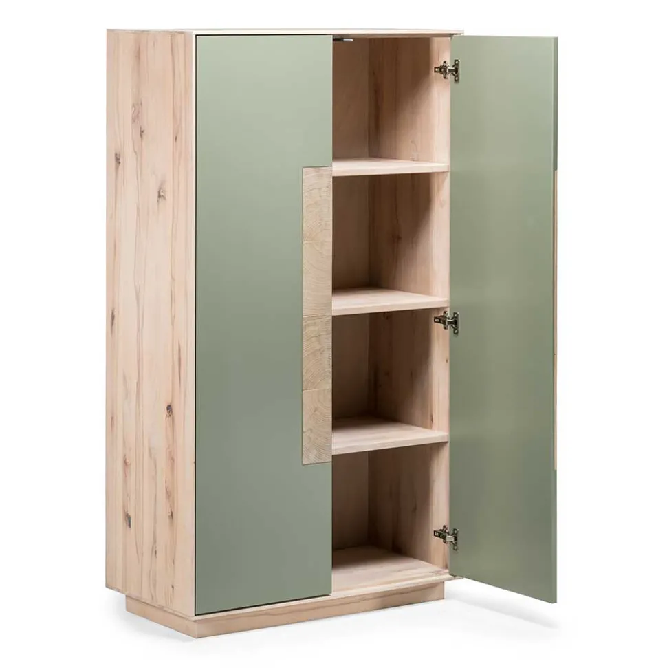 90x120x45 Wohnzimmer Highboard in Grau & Buche - Ajevos