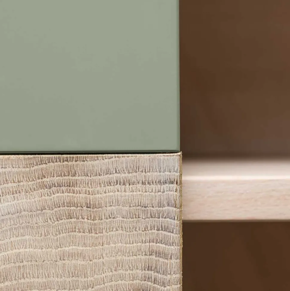 90x120x45 Wohnzimmer Highboard in Grau & Buche - Ajevos