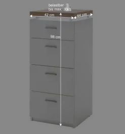 42x98x44 Wohnzimmer Hochkommode mit LED - Nusenia