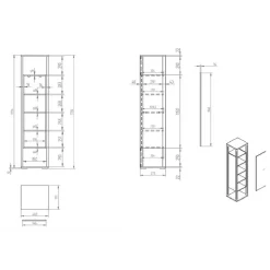 40x178x37 Wohnzimmer Schrank in Grau & Anthrazit - Ridona I