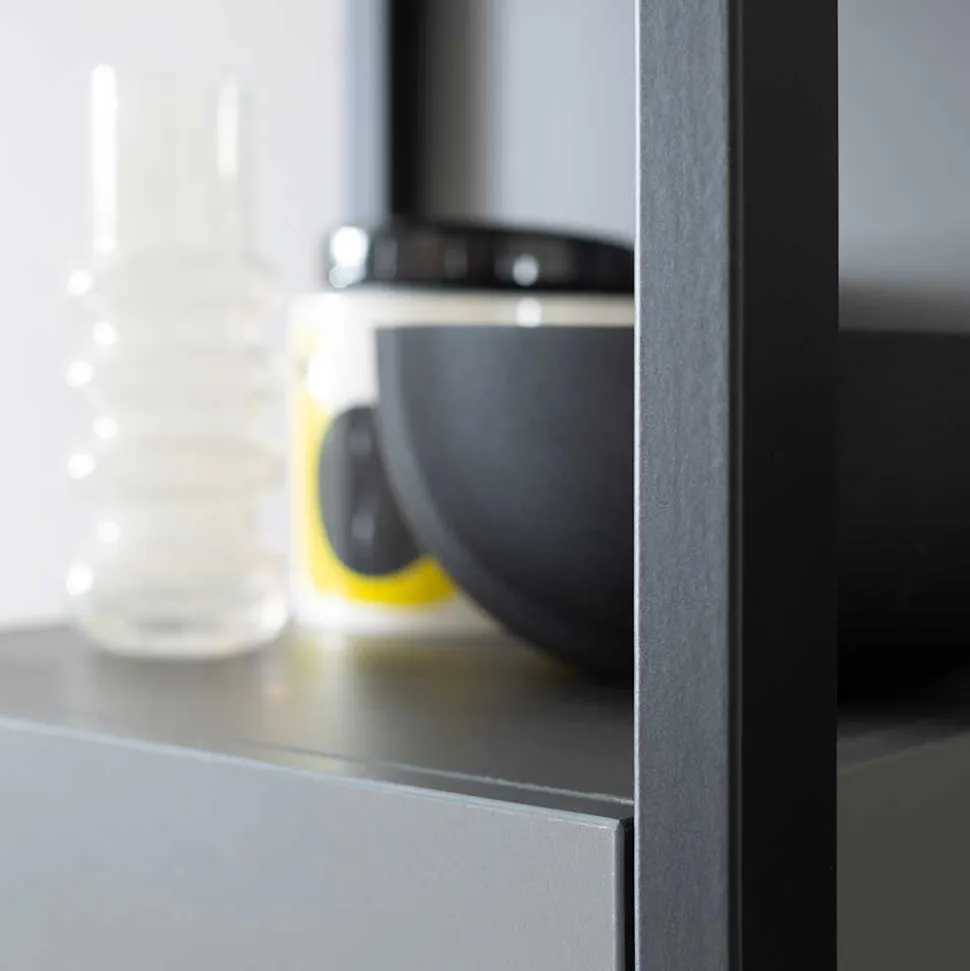 40x178x37 Wohnzimmer Schrank in Grau & Anthrazit - Ridona I