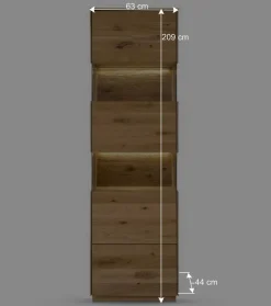 63x208x44 Wohnzimmer Vitrine aus Wildeiche massiv - Obinson