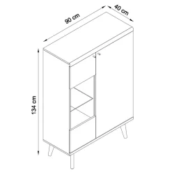 90x134x40 Wohnzimmerschrank in Weiß & Eiche - Cablos