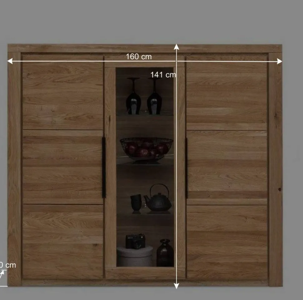 160x141x40 Wohnzimmerschrank mit Glaseinsatz - Nelenia