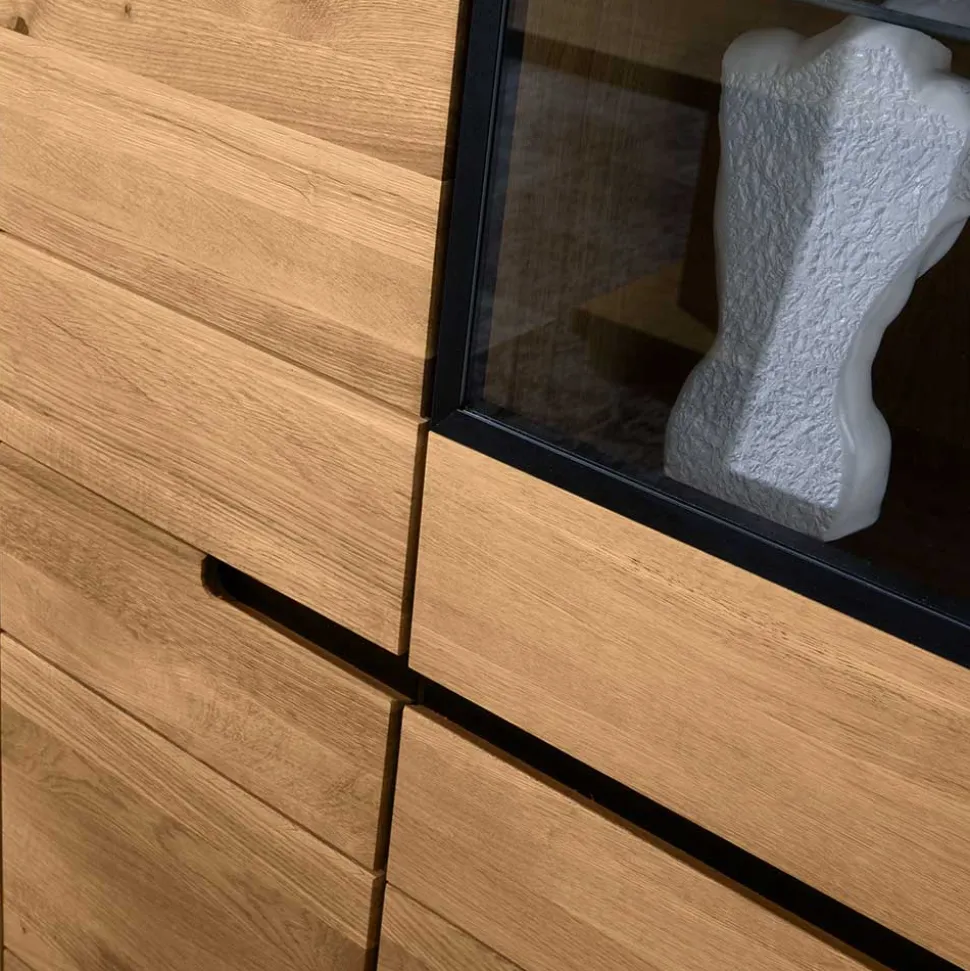 102x197x42 Wohnzimmerschrank mit Glas - 4-türig - Sennya