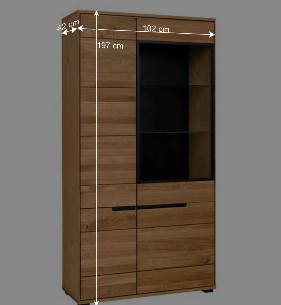102x197x42 Wohnzimmerschrank mit Glas - 4-türig - Sennya