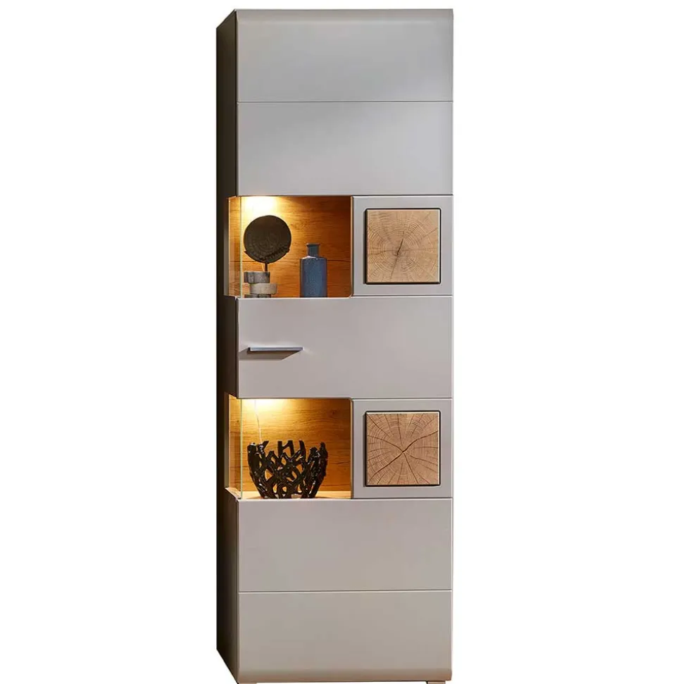 65x205x37 Wohnzimmerschrank mit Glaseinsätzen - Fraguca I