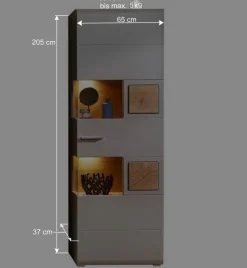 65x205x37 Wohnzimmerschrank mit Glaseinsätzen - Fraguca I