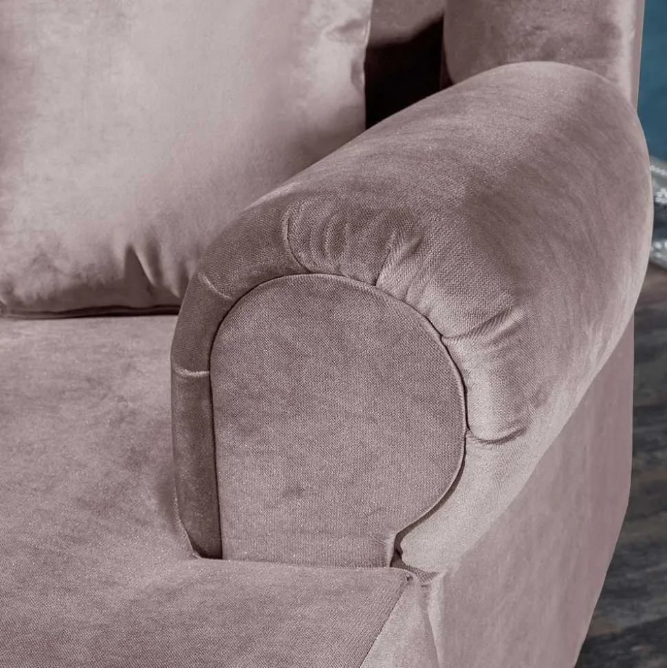 XXL Ohrenbackensessel in Rosa Samtvelours - Scolari