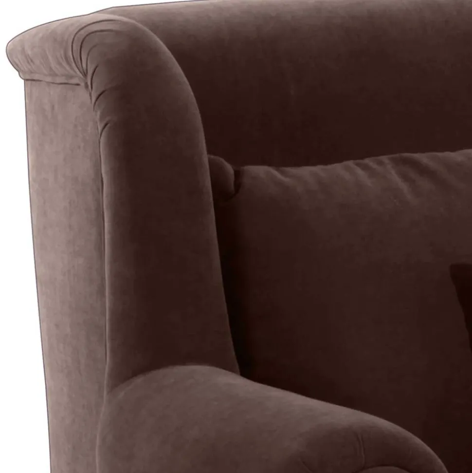 XXL Polstersessel in Braun Velours - Snoud