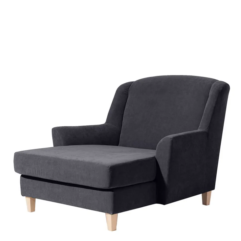 XXL Velours Sessel in Anthrazit - Renero