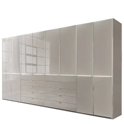 XXL-Kleiderschrank in Hellgrau mit Glasfront - Nucina