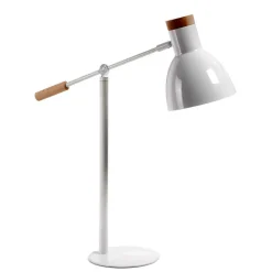 Zeitlose Tischleuchte in Weiß & Buche - Laola