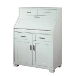 Zeitloser Sekretär Schrank in Weiß lackiert - Ballon