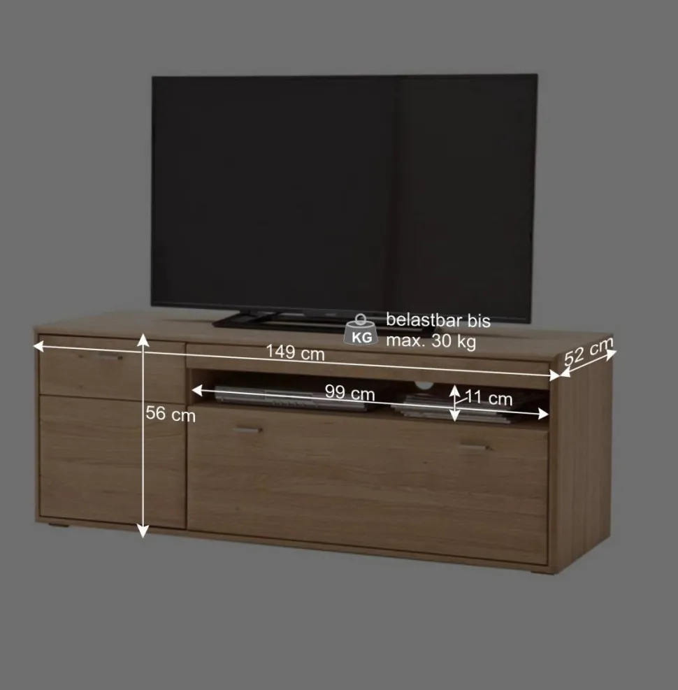 Zeitloses TV Element in Eiche Bianco - Vernella