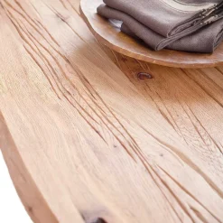 Zerreiche Esstisch mit Baumkante Jelsica & Edelstahl Bügelgestell