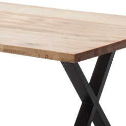 Zerreiche Tisch mit Naturkante und X-Füßen - Yelna