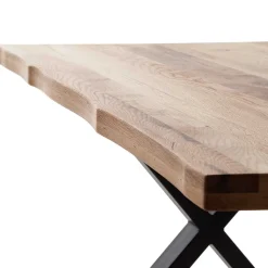 Zerreiche Tisch mit Naturkante und X-Füßen - Yelna