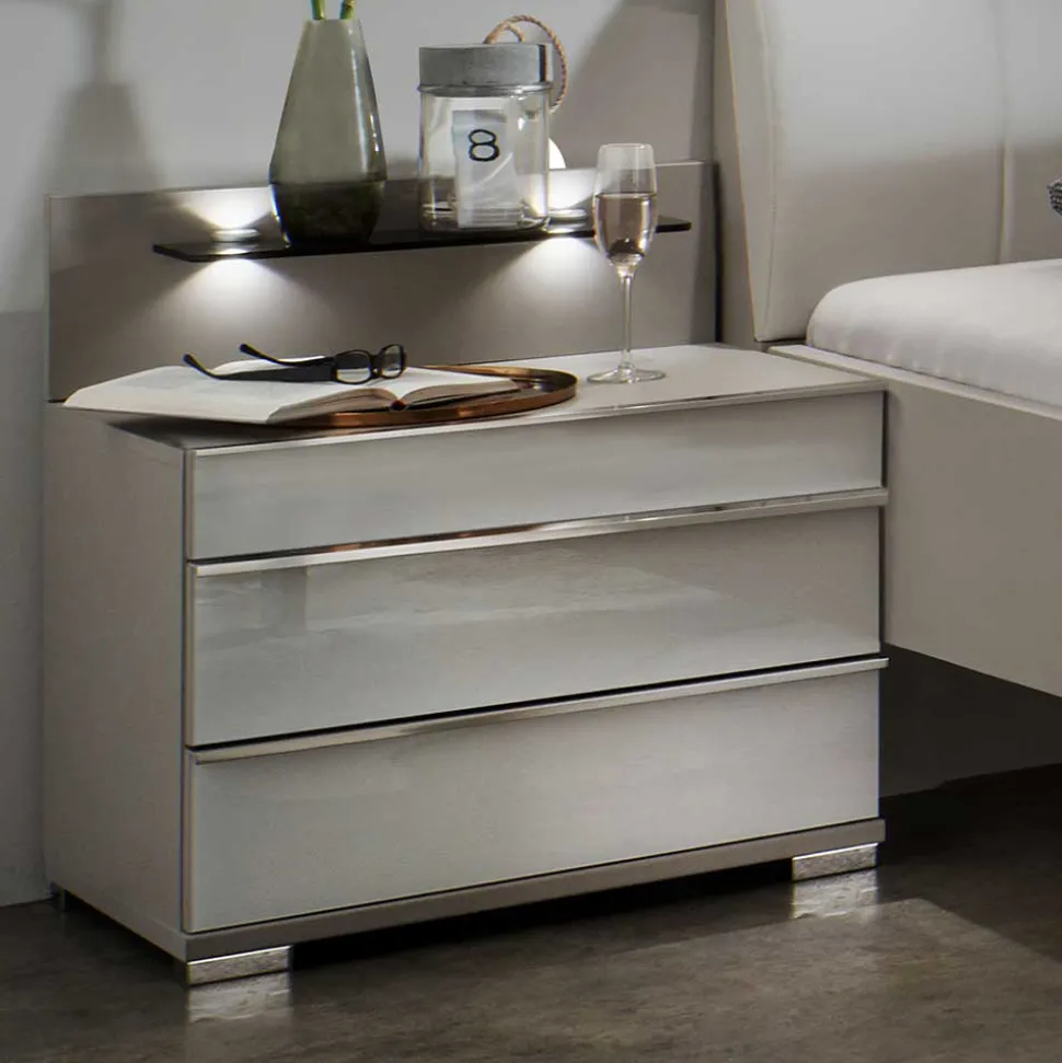 Zwei Nachtkommoden mit Wandpaneel - Tumiva (2er Set)