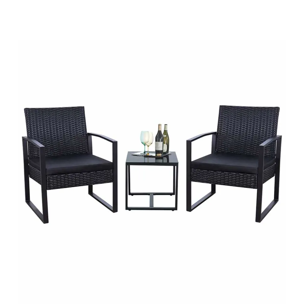 Zwei Polyrattan Sessel & Beistelltisch - Donny (dreiteilig)