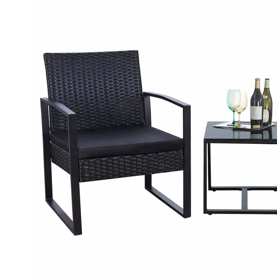 Zwei Polyrattan Sessel & Beistelltisch - Donny (dreiteilig)