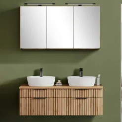 Zweifach-Waschtisch und Spiegelschrank - Crystoga (zweiteilig)